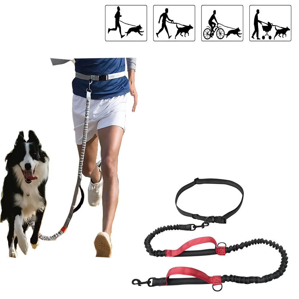 RunFree Hands-Free Retractable Belt Leash - Reflective Running System