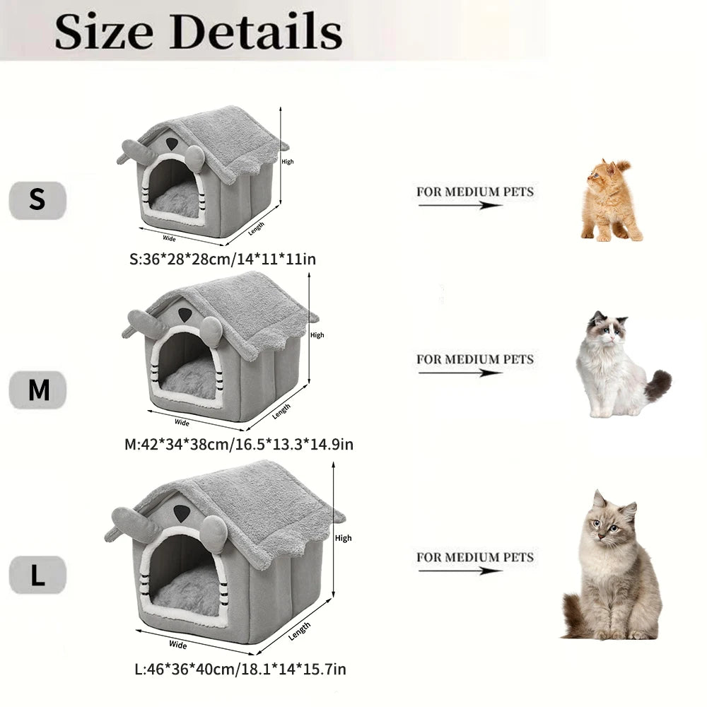 Detachable Four-Season Cat House – Foldable Semi-Enclosed Pet Nest Shelter