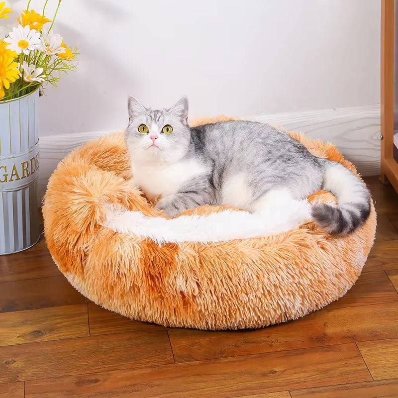 Snooze Cat Bed – Round Plush Hooded Cozy Cave for Cats and Small Dogs