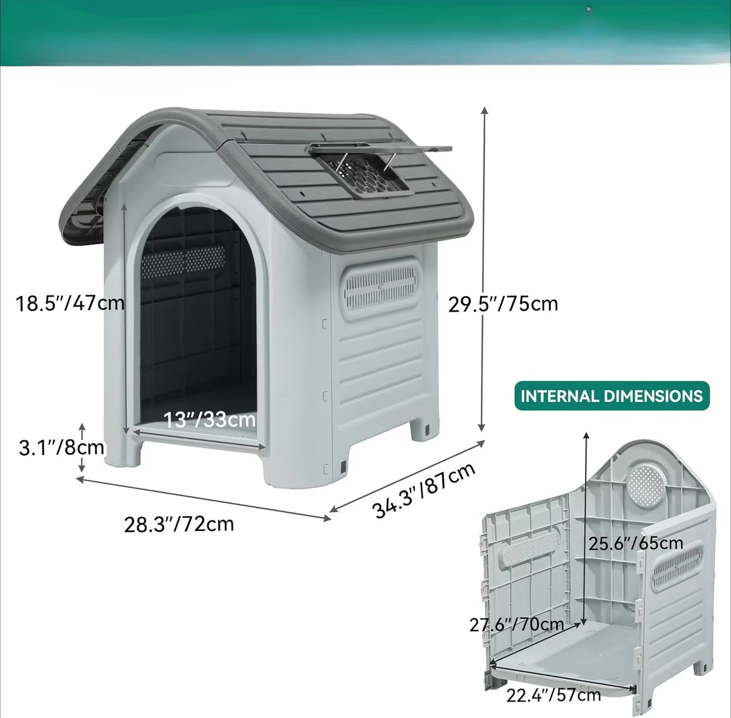 TailHaven Outdoor Folding Dog House with Skylight and Elevated Base