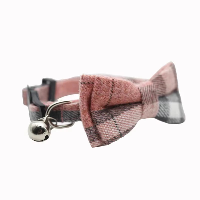 MeowBow Adjustable Cat & Small Dog Collar with Bell – Bowknot Necklace