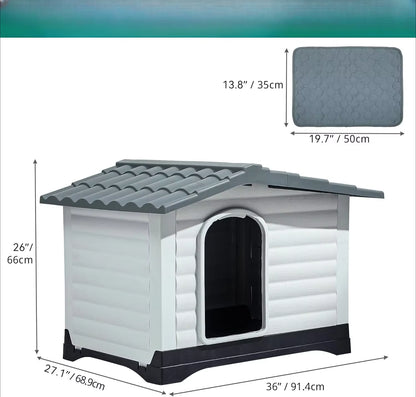 TailHaven Outdoor Folding Dog House with Skylight and Elevated Base