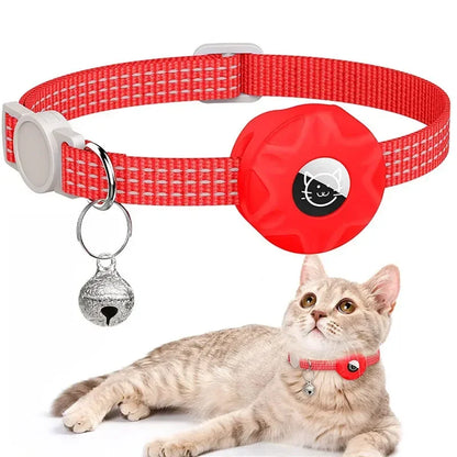 MeowTrack Reflective AirTag Cat Collar with Holder & Bell – Adjustable Safety GPS Collar