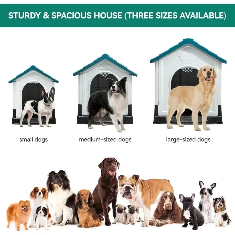 TailHaven Outdoor Folding Dog House with Skylight and Elevated Base