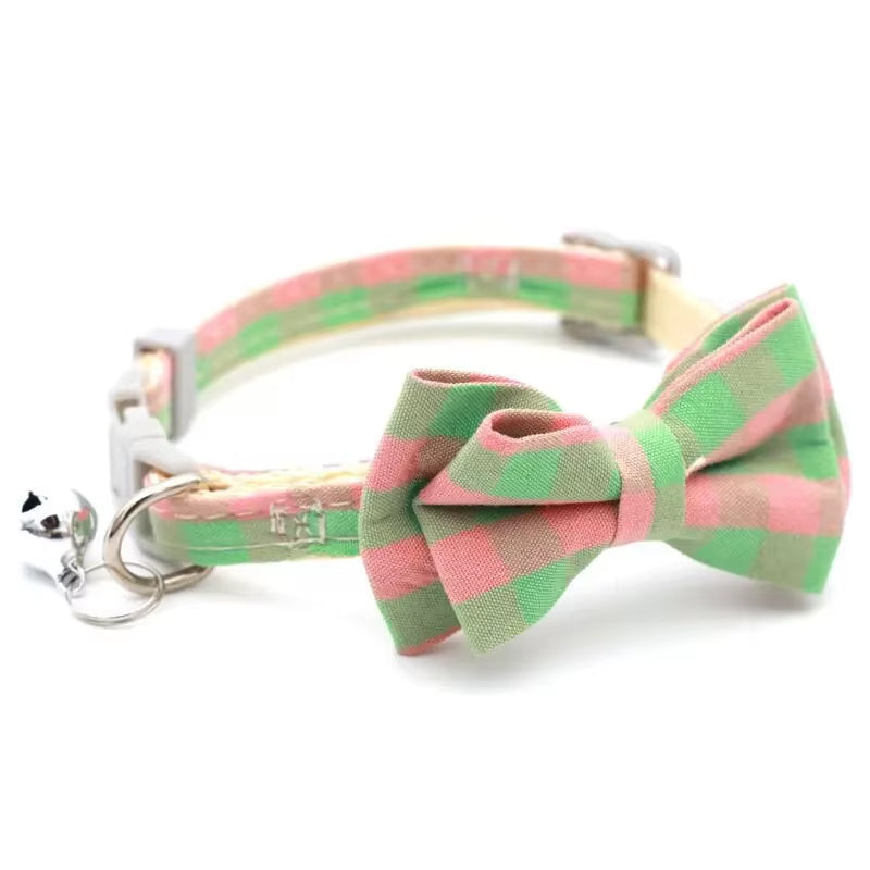 MeowBow Adjustable Cat & Small Dog Collar with Bell – Bowknot Necklace