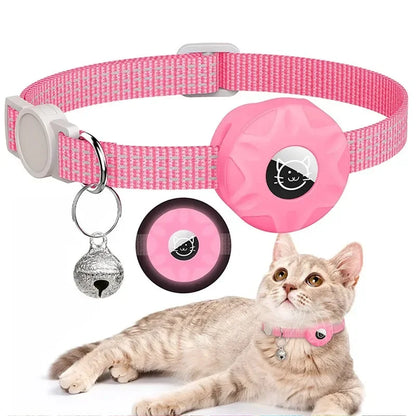 MeowTrack Reflective AirTag Cat Collar with Holder & Bell – Adjustable Safety GPS Collar