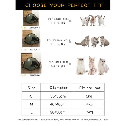 Pet Tent Bed – Clamshell Winter Cat House with Warm Cushions