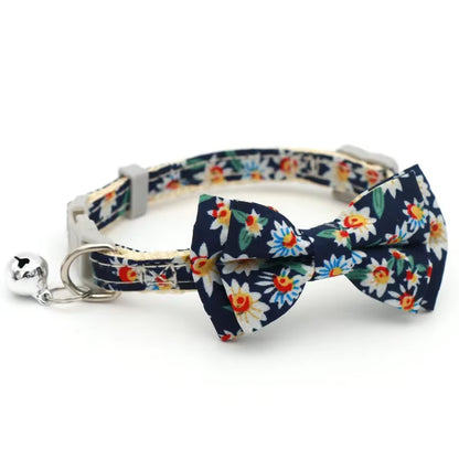 MeowBow Adjustable Cat & Small Dog Collar with Bell – Bowknot Necklace