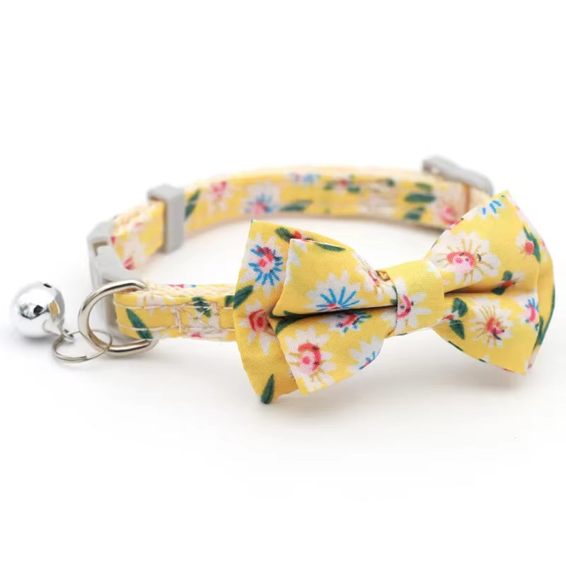 MeowBow Adjustable Cat & Small Dog Collar with Bell – Bowknot Necklace
