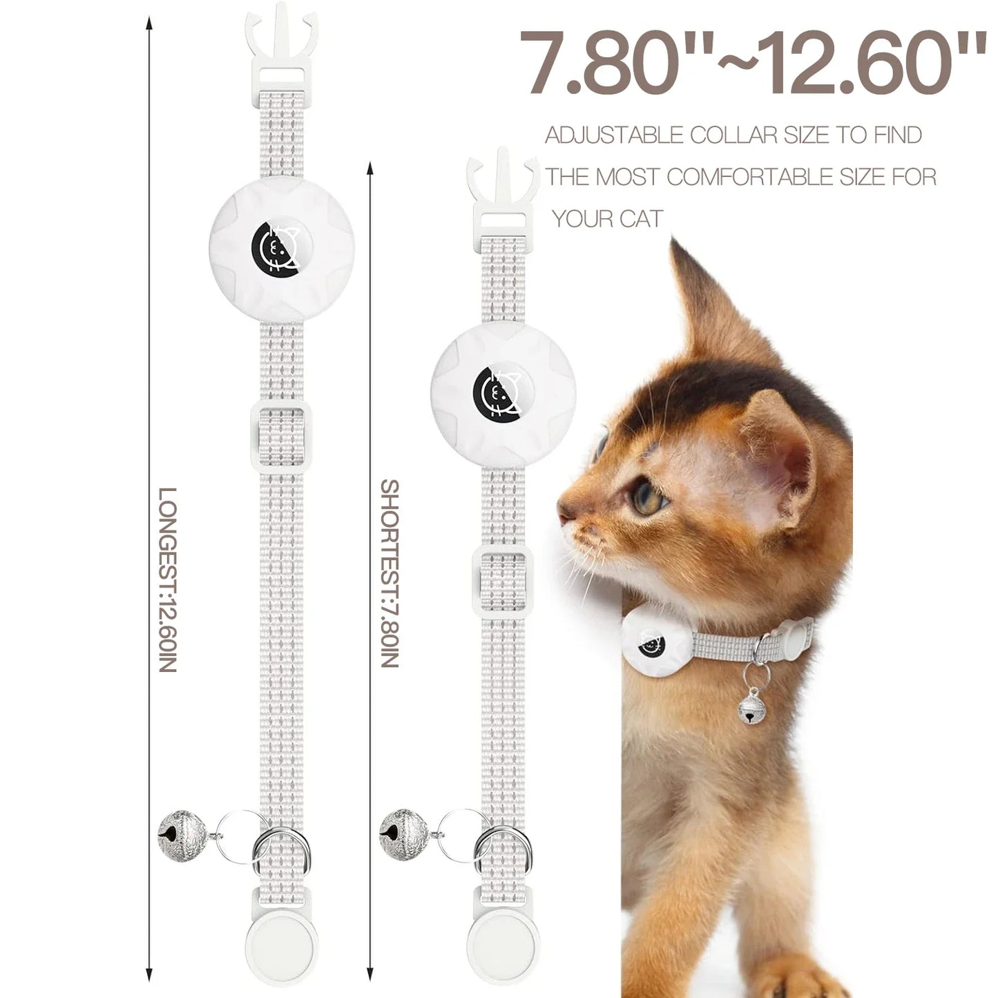 MeowTrack Reflective AirTag Cat Collar with Holder & Bell – Adjustable Safety GPS Collar