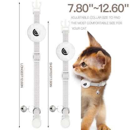 MeowTrack Reflective AirTag Cat Collar with Holder & Bell – Adjustable Safety GPS Collar