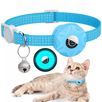 MeowTrack Reflective AirTag Cat Collar with Holder & Bell – Adjustable Safety GPS Collar