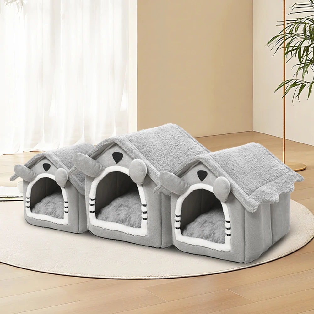 Detachable Four-Season Cat House – Foldable Semi-Enclosed Pet Nest Shelter