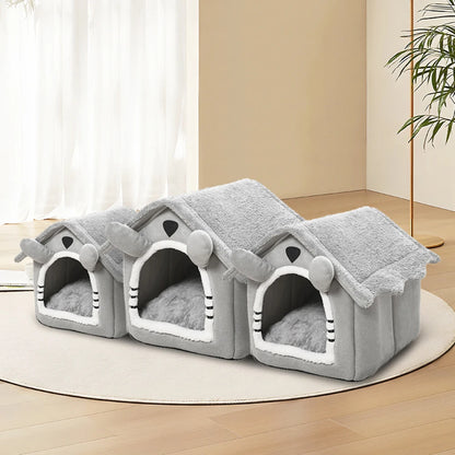 Detachable Four-Season Cat House – Foldable Semi-Enclosed Pet Nest Shelter