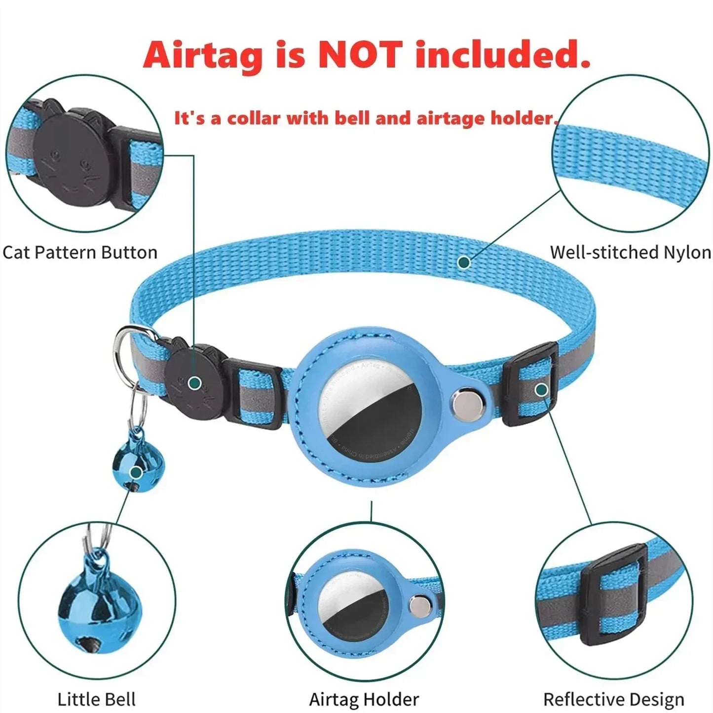 PawTrack Reflective AirTag Cat Collar