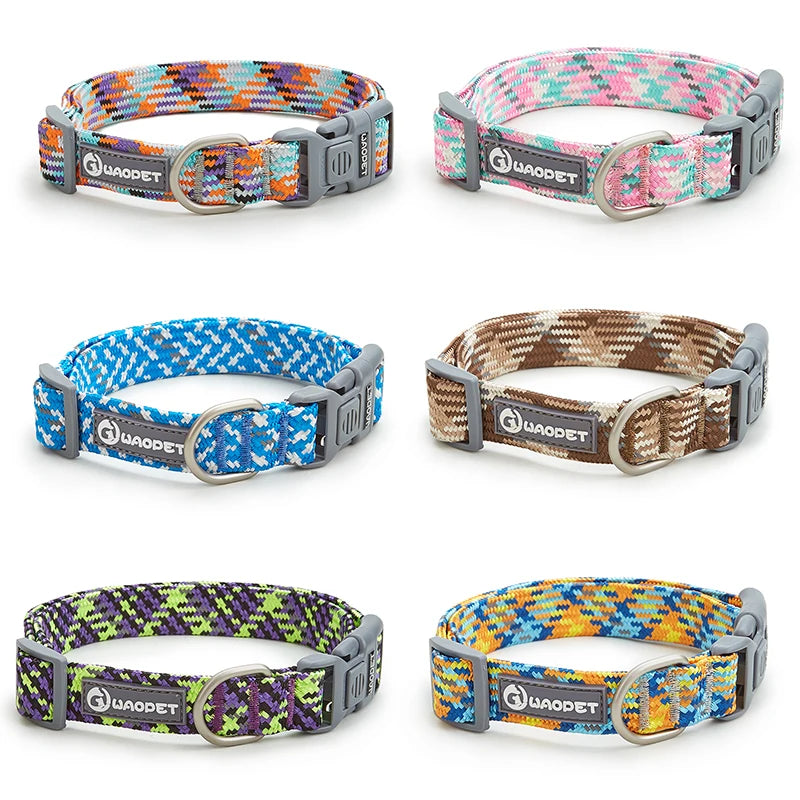 FlexiFit Reflective Nylon Dog Collar – Breathable Bulldog Harness
