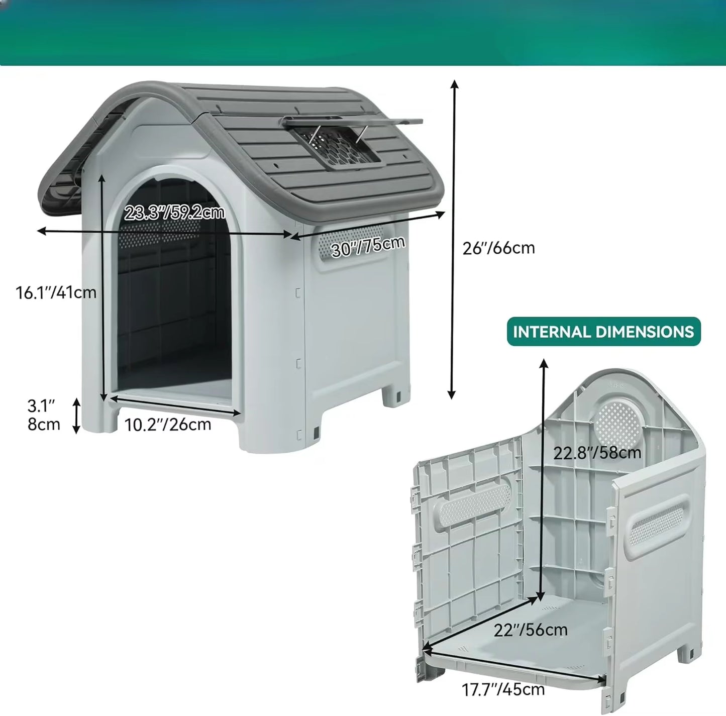 TailHaven Outdoor Folding Dog House with Skylight and Elevated Base