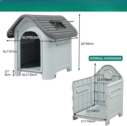 TailHaven Outdoor Folding Dog House with Skylight and Elevated Base