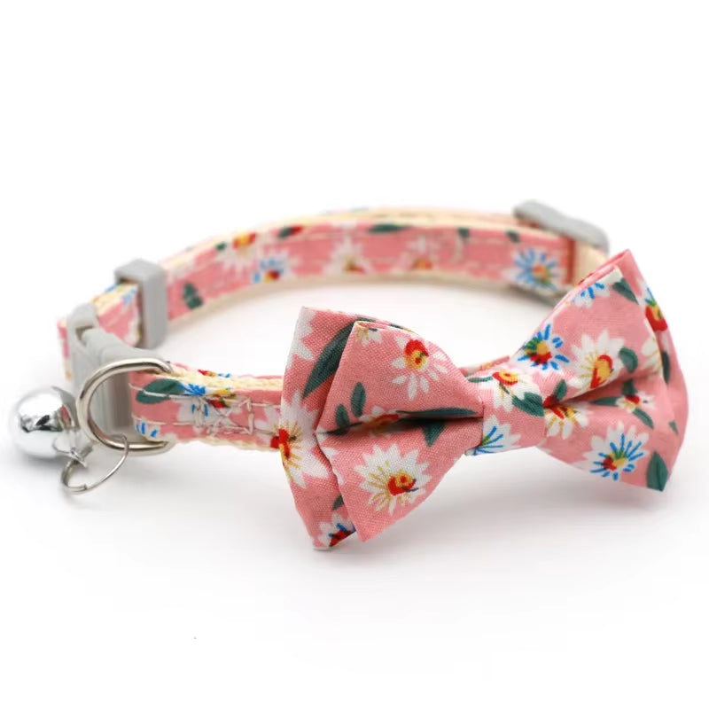MeowBow Adjustable Cat & Small Dog Collar with Bell – Bowknot Necklace