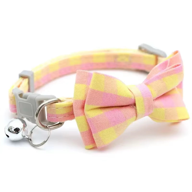 MeowBow Adjustable Cat & Small Dog Collar with Bell – Bowknot Necklace