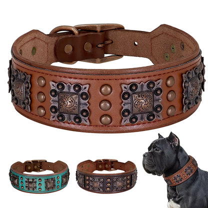 Cool Spiked Genuine Leather Dog Collar – Adjustable for Medium & Large Dogs