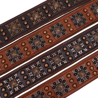 Cool Spiked Genuine Leather Dog Collar – Adjustable for Medium & Large Dogs