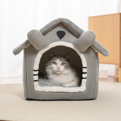 Detachable Four-Season Cat House – Foldable Semi-Enclosed Pet Nest Shelter