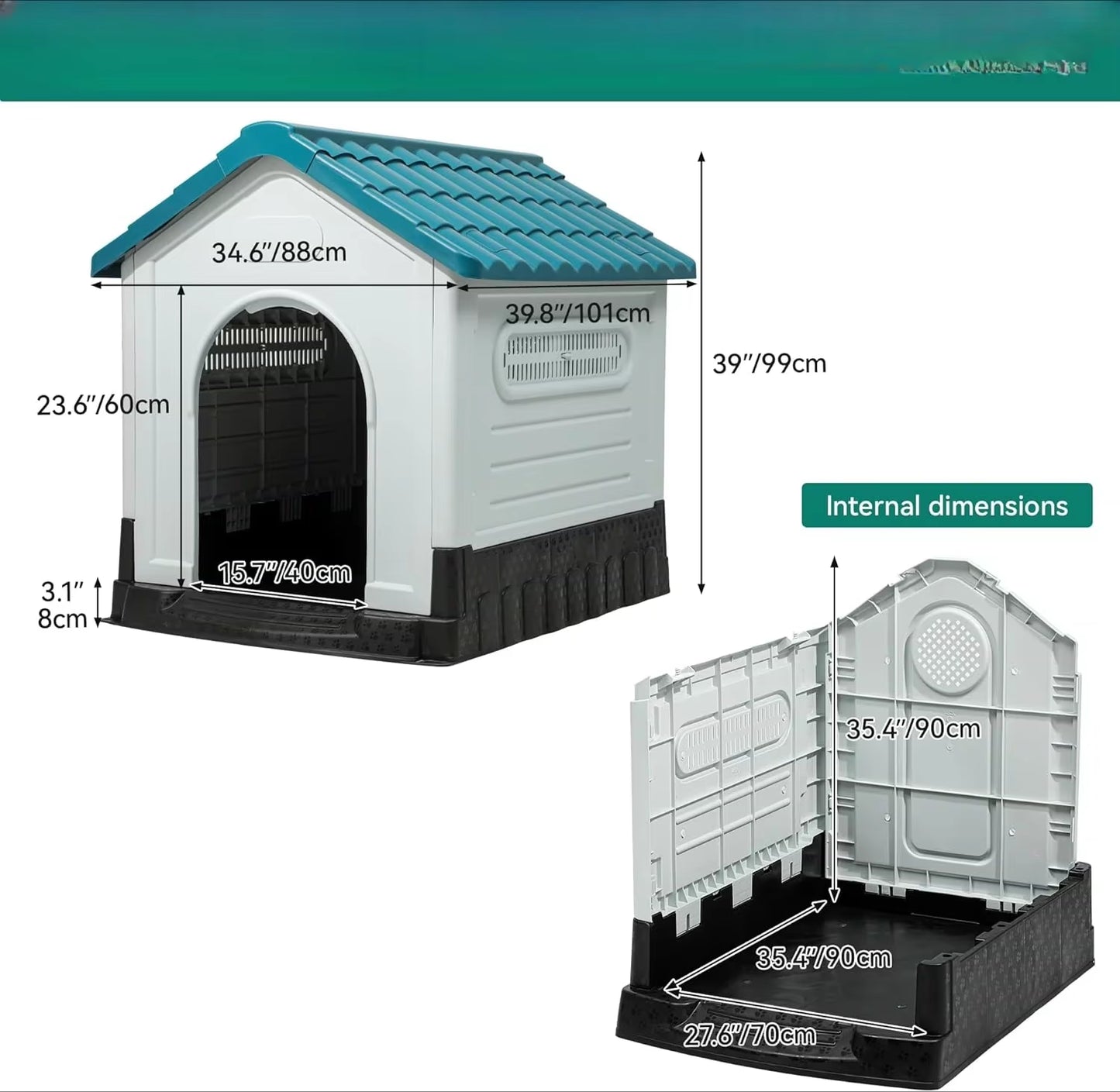 TailHaven Outdoor Folding Dog House with Skylight and Elevated Base