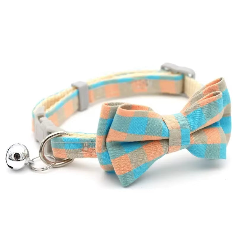 MeowBow Adjustable Cat & Small Dog Collar with Bell – Bowknot Necklace