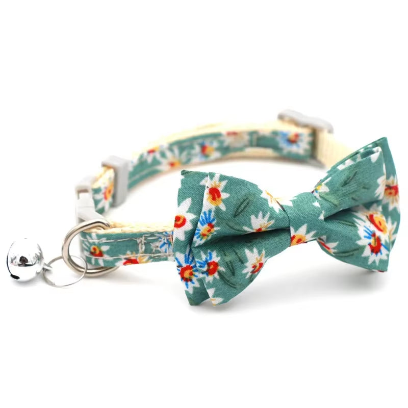 MeowBow Adjustable Cat & Small Dog Collar with Bell – Bowknot Necklace