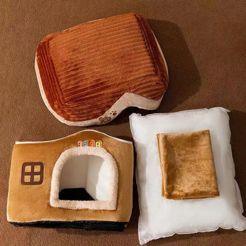 TailHaven Foldable Soft Pet Castle – Washable Cave-Style Bed for Cats & Small Dogs