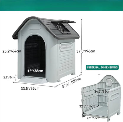 TailHaven Outdoor Folding Dog House with Skylight and Elevated Base