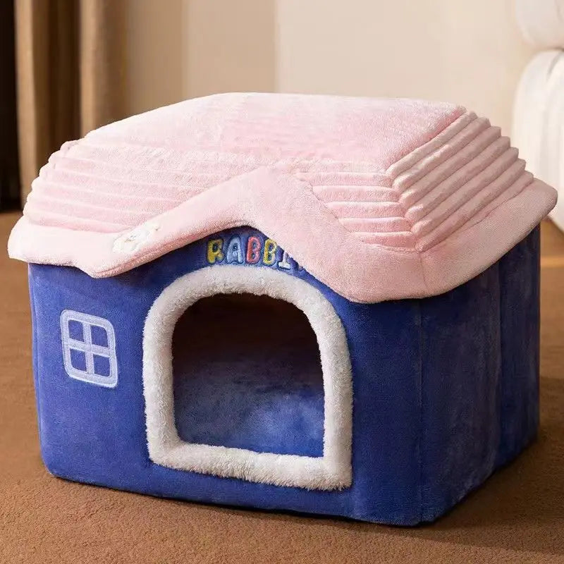 TailHaven Foldable Soft Pet Castle – Washable Cave-Style Bed for Cats & Small Dogs